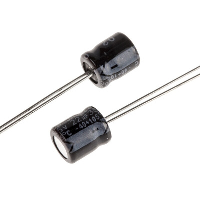 RS PRO 22μF Aluminium Electrolytic Capacitor 35V dc, Radial, Through Hole