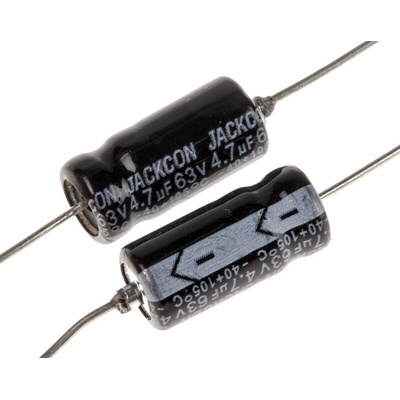 RS PRO 4.7μF Aluminium Electrolytic Capacitor 63V dc, Axial, Through Hole