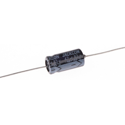 RS PRO 47μF Aluminium Electrolytic Capacitor 63V dc, Axial, Through Hole