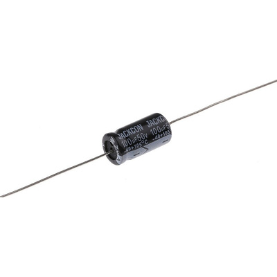 RS PRO 100μF Aluminium Electrolytic Capacitor 50V dc, Axial, Through Hole