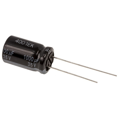 Panasonic 1000μF Aluminium Electrolytic Capacitor 35V dc, Radial, Through Hole - EEUFR1V102