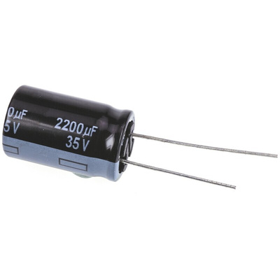 Panasonic 2200μF Aluminium Electrolytic Capacitor 35V dc, Radial, Through Hole - EEUFR1V222