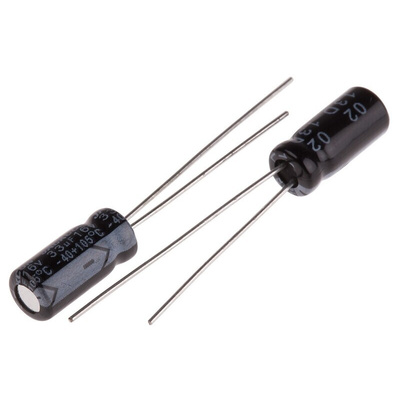 RS PRO 33μF Aluminium Electrolytic Capacitor 16V dc, Radial, Through Hole
