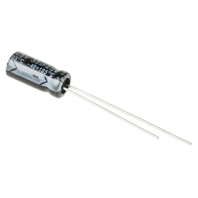 RS PRO 33μF Aluminium Electrolytic Capacitor 25V dc, Radial, Through Hole