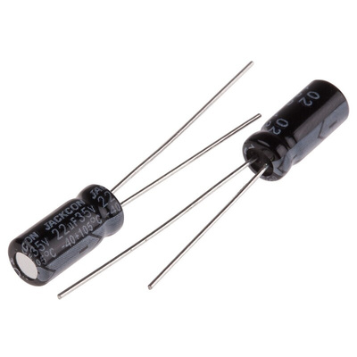 RS PRO 22μF Aluminium Electrolytic Capacitor 35V dc, Radial, Through Hole
