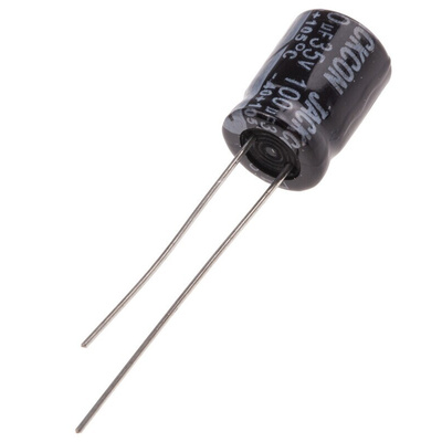 RS PRO 100μF Aluminium Electrolytic Capacitor 35V dc, Radial, Through Hole