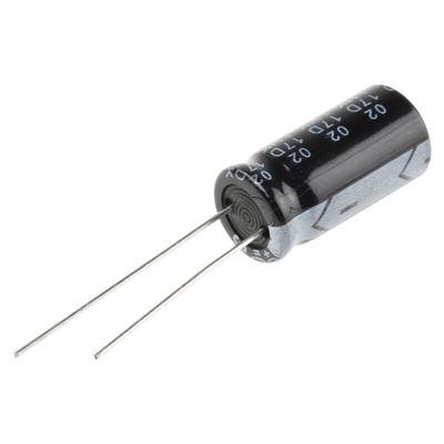 RS PRO 100μF Aluminium Electrolytic Capacitor 100V dc, Radial, Through Hole