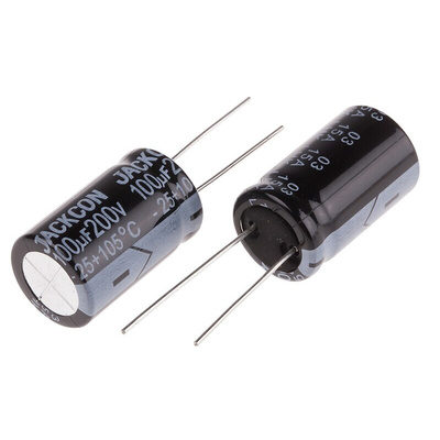 RS PRO 100μF Aluminium Electrolytic Capacitor 200V dc, Radial, Through Hole