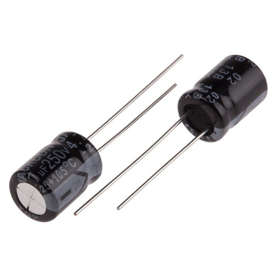 RS PRO 4.7μF Aluminium Electrolytic Capacitor 250V dc, Radial, Through Hole