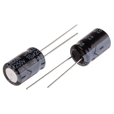 RS PRO 10μF Aluminium Electrolytic Capacitor 250V dc, Radial, Through Hole