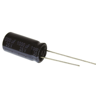 Panasonic 1000μF Aluminium Electrolytic Capacitor 25V dc, Radial, Through Hole - EEUFR1E102