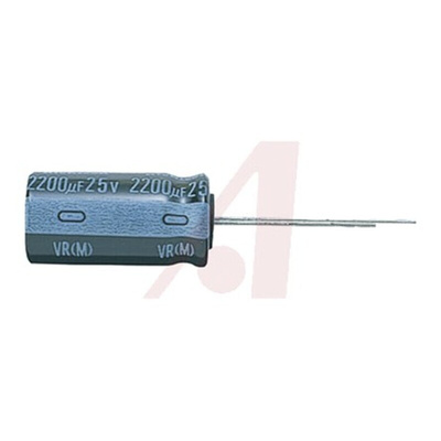 Nichicon 1000μF Aluminium Electrolytic Capacitor 25V dc, Radial, Through Hole - UVR1E102MPD1TD