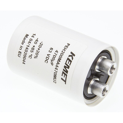 KEMET 4700μF Aluminium Electrolytic Capacitor 63V dc, Screw Terminal - PEH200MA4470MU2