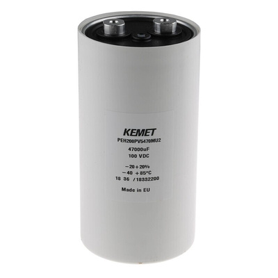 KEMET 47000μF Aluminium Electrolytic Capacitor 100V dc, Screw Terminal - PEH200PV5470MU2