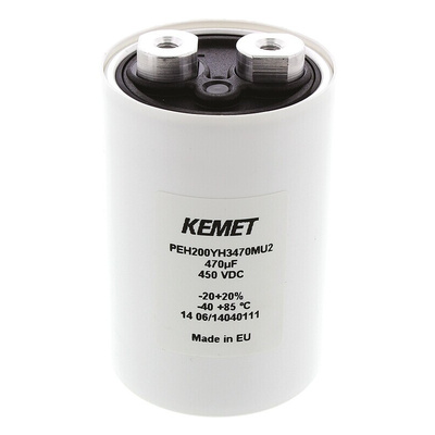 KEMET 470μF Aluminium Electrolytic Capacitor 450V dc, Screw Terminal - PEH200YH3470MU2