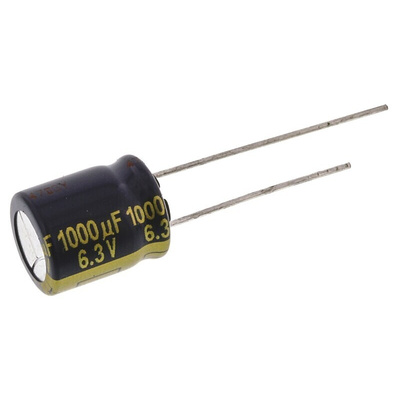Panasonic 1000μF Aluminium Electrolytic Capacitor 6.3V dc, Radial, Through Hole - EEUFK0J102