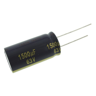Panasonic 1500μF Aluminium Electrolytic Capacitor 63V dc, Radial, Through Hole - EEUFC1J152