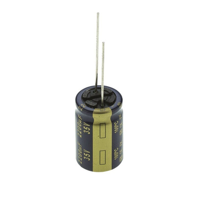 Panasonic 2200μF Aluminium Electrolytic Capacitor 35V dc, Radial, Through Hole - EEUFK1V222