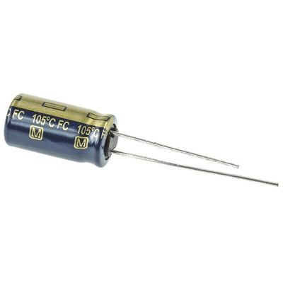 Panasonic 100μF Aluminium Electrolytic Capacitor 63V dc, Radial, Through Hole - EEUFC1J101L