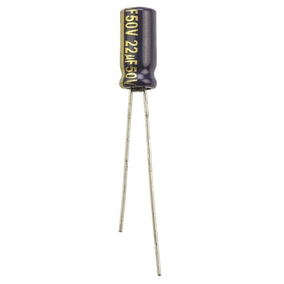 Panasonic 22μF Aluminium Electrolytic Capacitor 50V dc, Radial, Through Hole - EEUFC1H220