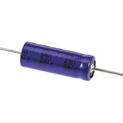 Vishay 22μF Aluminium Electrolytic Capacitor 63V dc, Axial, Through Hole - MAL203138229E3