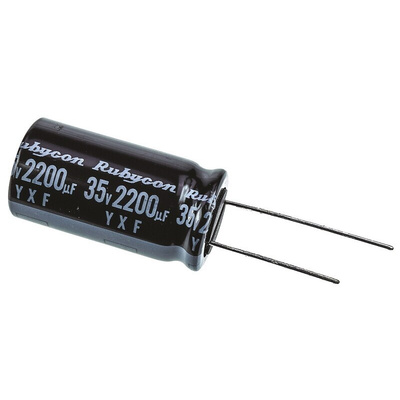 Rubycon 2200μF Aluminium Electrolytic Capacitor 35V dc, Radial, Through Hole - 35YXF2200M16X31.5