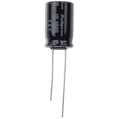 Rubycon 1000μF Aluminium Electrolytic Capacitor 10V dc, Radial, Through Hole - 10YXF1000M10X16