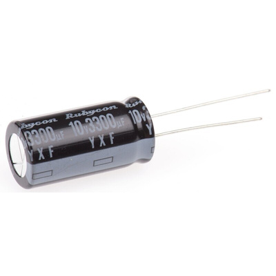 Rubycon 3300μF Aluminium Electrolytic Capacitor 10V dc, Radial, Through Hole - 10YXF3300M12.5X25