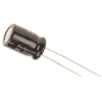 Rubycon 220μF Aluminium Electrolytic Capacitor 25V dc, Radial, Through Hole - 25YXF220M8X11.5