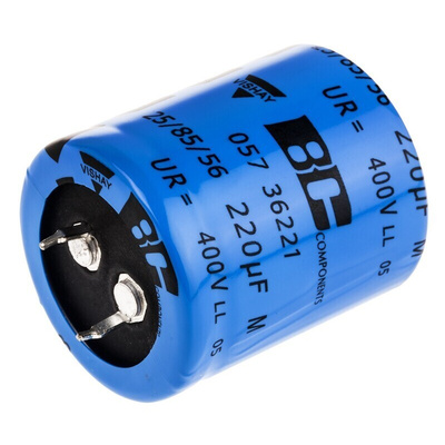 Vishay 220μF Aluminium Electrolytic Capacitor 400V dc, Snap-In - MAL205736221E3