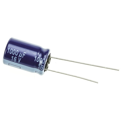 Panasonic 1000μF Aluminium Electrolytic Capacitor 16V dc, Radial, Through Hole - ECA1CM102