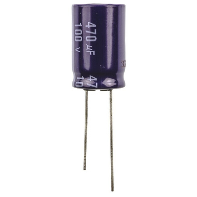 Panasonic 470μF Aluminium Electrolytic Capacitor 100V dc, Radial, Through Hole - ECA2AM471