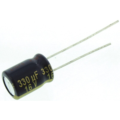 Panasonic 330μF Aluminium Electrolytic Capacitor 16V dc, Radial, Through Hole - EEUFC1C331
