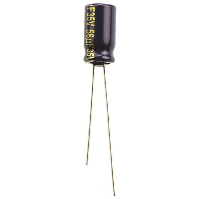 Panasonic 56μF Aluminium Electrolytic Capacitor 35V dc, Radial, Through Hole - EEUFC1V560