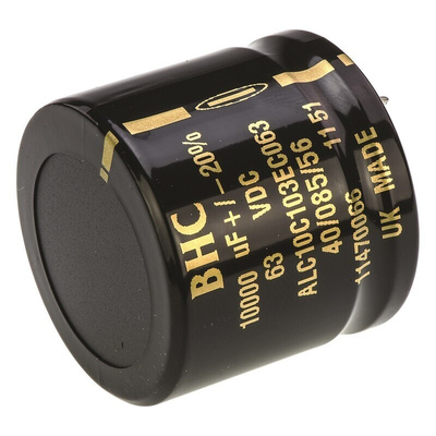 KEMET 10000μF Aluminium Electrolytic Capacitor 63V dc, Snap-In - ALC10C103EC063