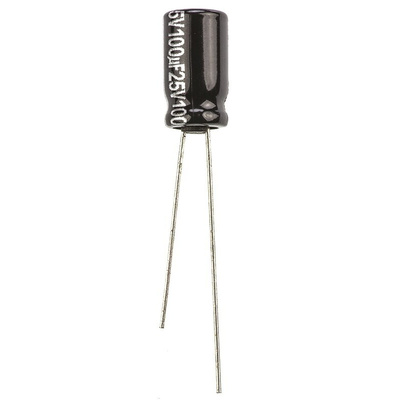 Panasonic 100μF Aluminium Electrolytic Capacitor 25V dc, Radial, Through Hole - ECA1EHG101