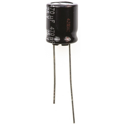 Panasonic 470μF Aluminium Electrolytic Capacitor 25V dc, Radial, Through Hole - ECA1EHG471