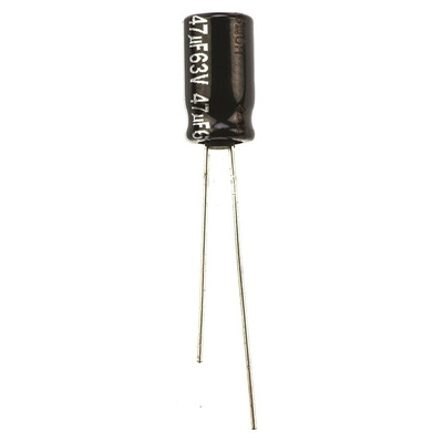 Panasonic 47μF Aluminium Electrolytic Capacitor 63V dc, Radial, Through Hole - ECA1JHG470