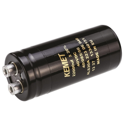 KEMET 22000μF Aluminium Electrolytic Capacitor 40V dc, Screw Terminal - ALS30A223DE040