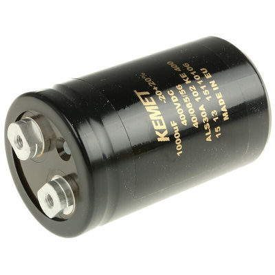 KEMET 1000μF Aluminium Electrolytic Capacitor 400V dc, Screw Terminal - ALS30A102KE400