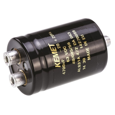 KEMET 4700μF Aluminium Electrolytic Capacitor 63V dc, Screw Terminal - ALS31A472DA063