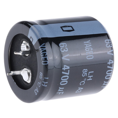 Yageo 4700μF Electrolytic Capacitor 63V dc, Snap-In - LH063M4700BPF-3030