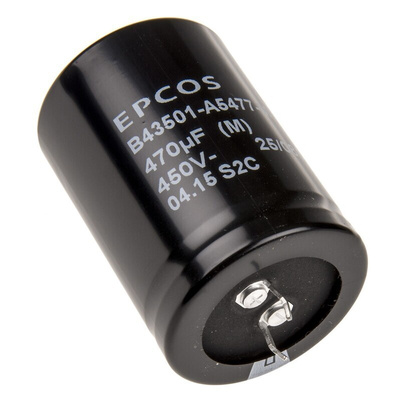 EPCOS 470μF Aluminium Electrolytic Capacitor 450V dc, Snap-In - B43501A5477M