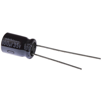 Nichicon 100μF Aluminium Electrolytic Capacitor 35V dc, Radial, Through Hole - UPS1V101MPD