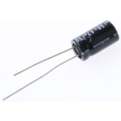 Nichicon 47μF Aluminium Electrolytic Capacitor 50V dc, Radial, Through Hole - UVR1H470MED