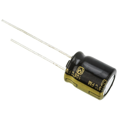 Panasonic 1000μF Aluminium Electrolytic Capacitor 6.3V dc, Radial, Through Hole - EEUFM0J102