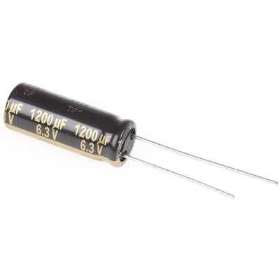 Panasonic 1200μF Electrolytic Capacitor 6.3V dc, Through Hole - EEUFM0J122L
