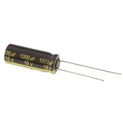 Panasonic 1000μF Aluminium Electrolytic Capacitor 10V dc, Radial, Through Hole - EEUFM1A102L