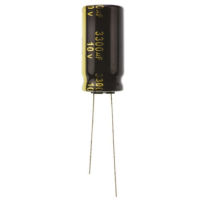 Panasonic 3300μF Aluminium Electrolytic Capacitor 10V dc, Radial, Through Hole - EEUFM1A332