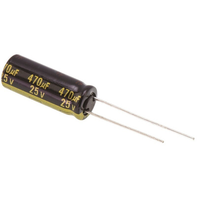Panasonic 470μF Aluminium Electrolytic Capacitor 25V dc, Radial, Through Hole - EEUFM1E471L